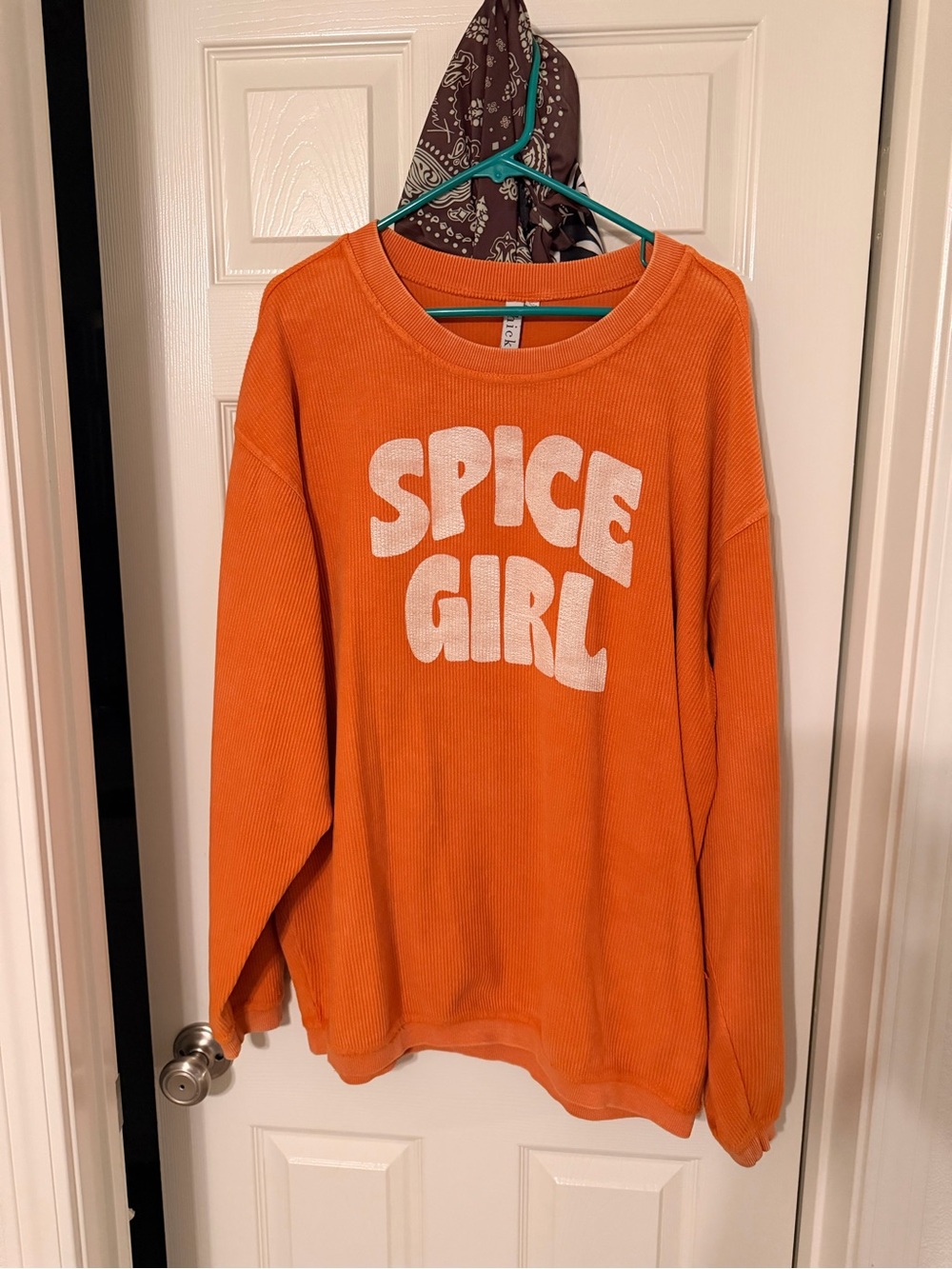 Orange 'Spice Girl' Graphic Pullover Sweatshirt